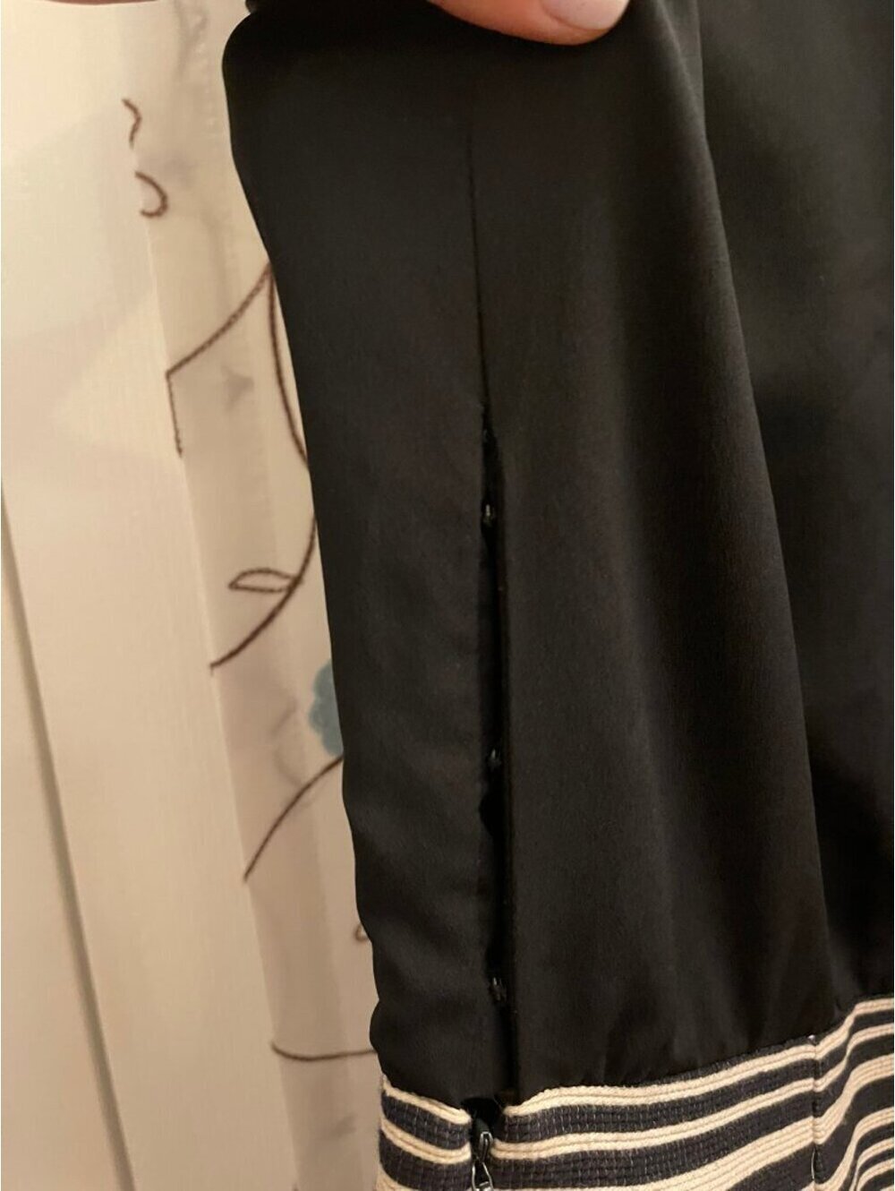 New With Tags | LOFT | 12 | Ann Taylor Black ruffle neck striped sheath dress - Picture 9 of 9
